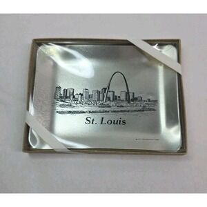 1984 St Louis Arch Aluminum Trinket Candy Change Dish Tray 5"x3" Art Grossman